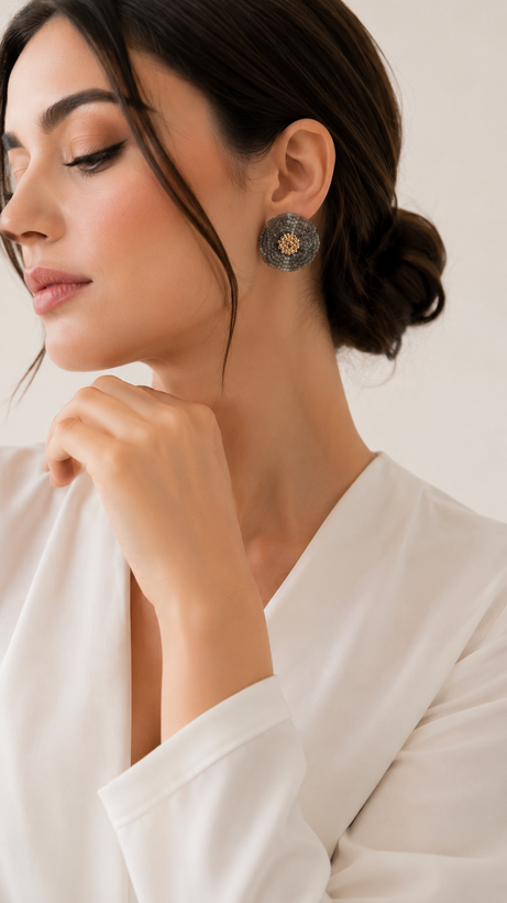 گوشواره گل منجوق ابریشمی میوکی