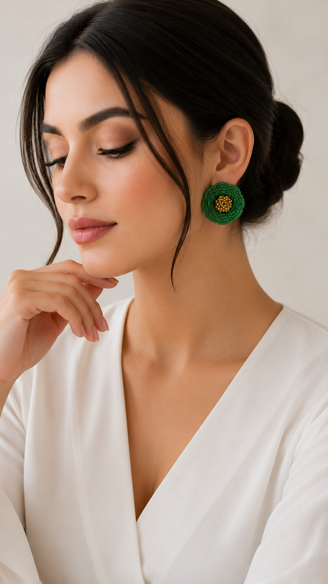 گوشواره گل منجوق ابریشمی میوکی