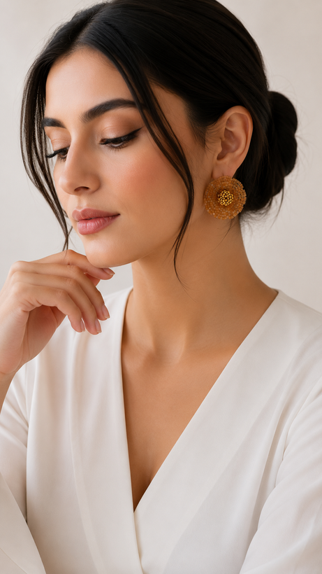 گوشواره گل منجوق ابریشمی میوکی