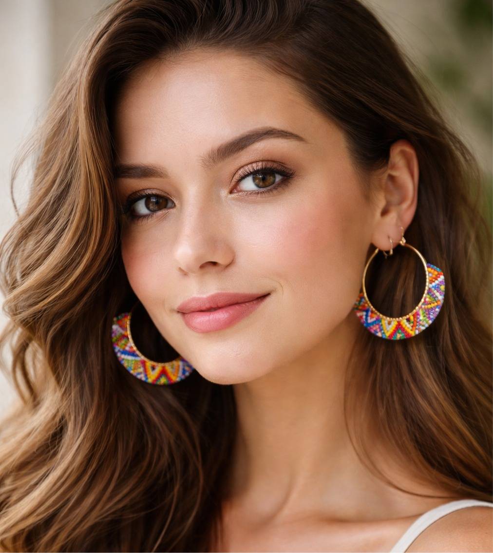 گوشواره حلقه ای رنگارنگ