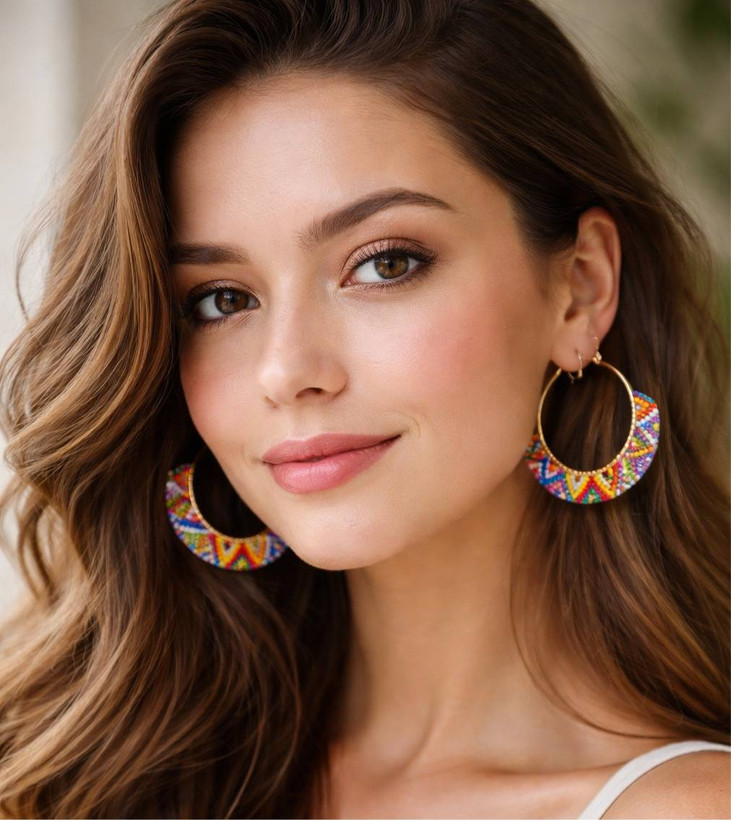 گوشواره حلقه ای رنگارنگ