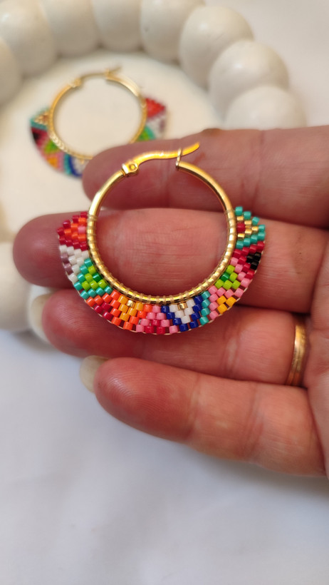 گوشواره حلقه ای رنگارنگ